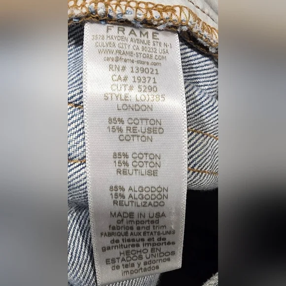 FRAME Le Original High Waisted Straight Leg Ripped Jeans Size 27 - Picture 9 of 9